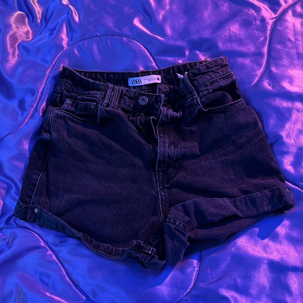 “Zara high-waisted black denim shorts, size EUR 34 / US